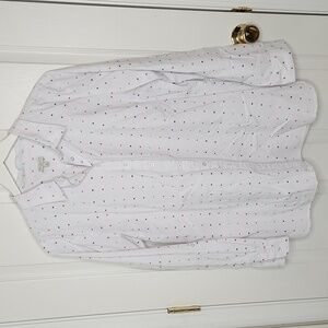 Talbots cotton white button shirt multicolor polka-dot size XL